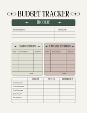 Beige Green Minimal Personal Finance Budget Planner