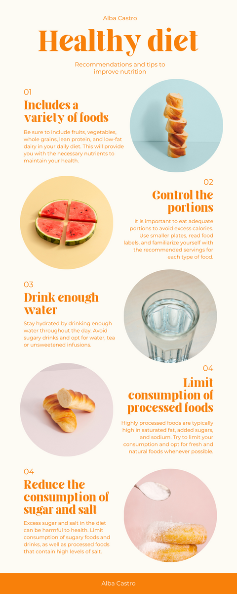 orange Healthy Diet Tips modern infographic