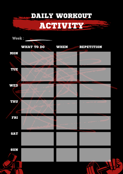 Red Masculine Workout Planner