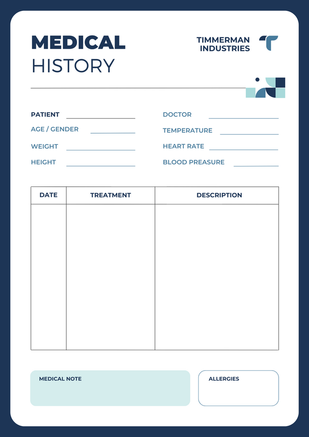 Modern Medical History Planner