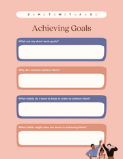 Blue Pink Pastel Illustration Coaching Goals Planner