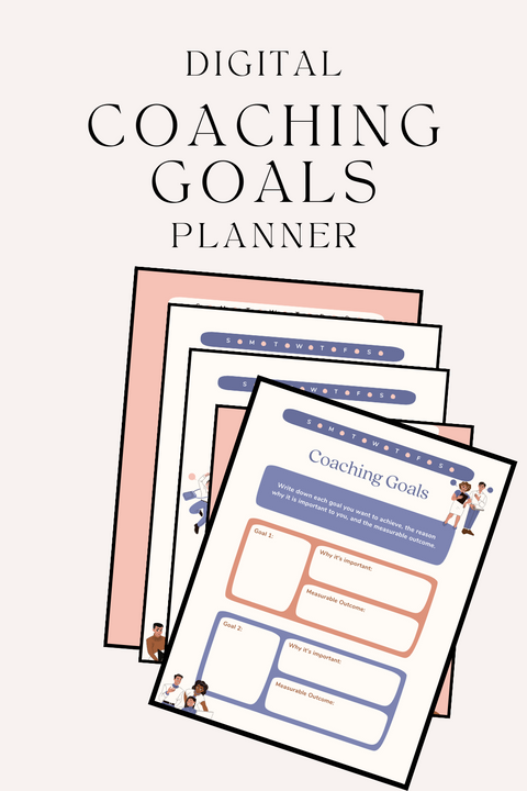 Blue Pink Pastel Illustration Coaching Goals Planner