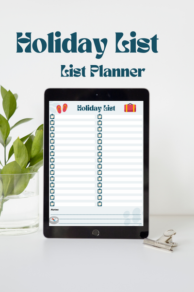 Blue Simple Personal Holiday List Planner