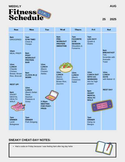 Health and Wellness Weekly Schedule Planner