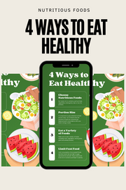 Green and White Illustrative 4 Ways to Eat Healthy Poster