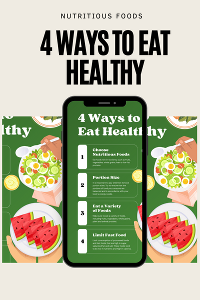 Green and White Illustrative 4 Ways to Eat Healthy Poster