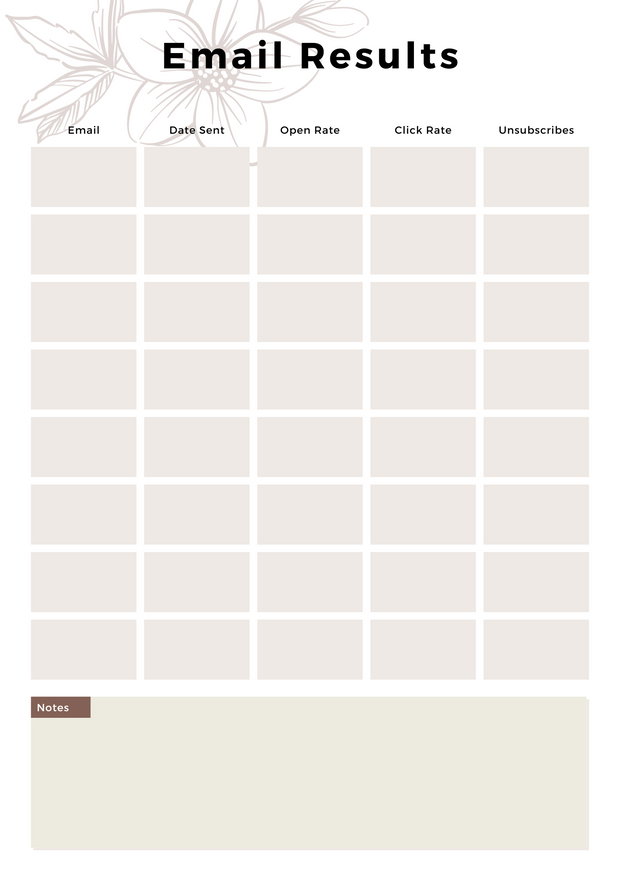 Minimalism Email Results Sheet