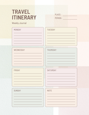 Pastel Simple Travel Itinerary Weekly Planner