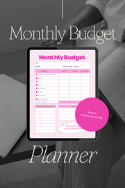 Pink Modern Minimal Monthly Budget Planner