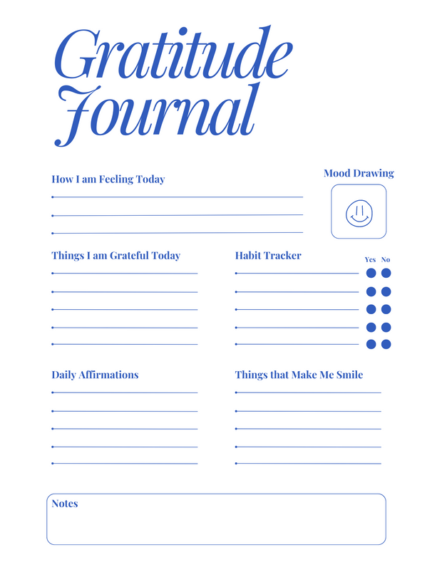 White Blue Minimal Gratitude Journal